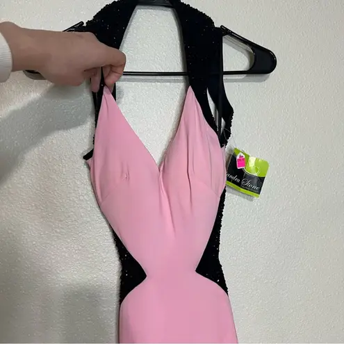 Mac Duggal Cassandra Stone by 40422A ice pink black jersey prom dress NEW 2