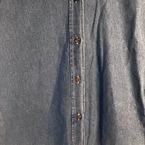 Three Rivers Denim Blue Sleeveless Button Front Cotton Denim Shirt Size Small