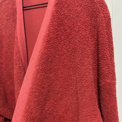 Nation Ltd Terry Cloth Cardigan Sweater M Cozy Lounge Jacket Coastal Grandma Red