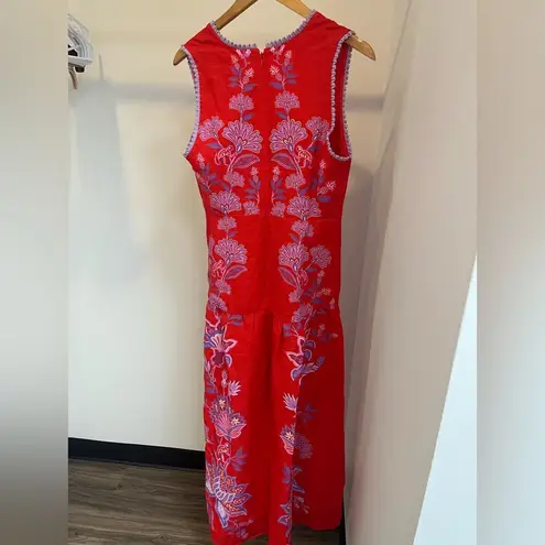 Farm Rio NWT Red Porcelain Garden Premium Linen Midi Dress M
