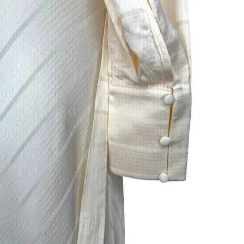 Karen Millen 4 Ivory Satin Backless Gown Puff Sleeve Pleated Belted Dress $679