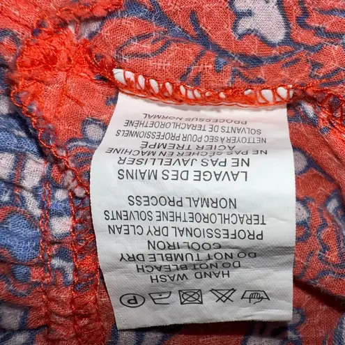 The Korner Size XS Red Floral Print Ruffle Short Sleeve Babydoll Top Blouse