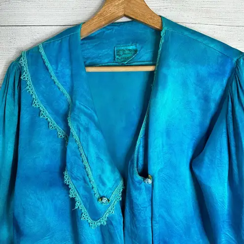 Gunne Sax Jessica’s Gunnies Womens Size Medium Vintage Tie Dye Satin Crepe Cardigan Blouse