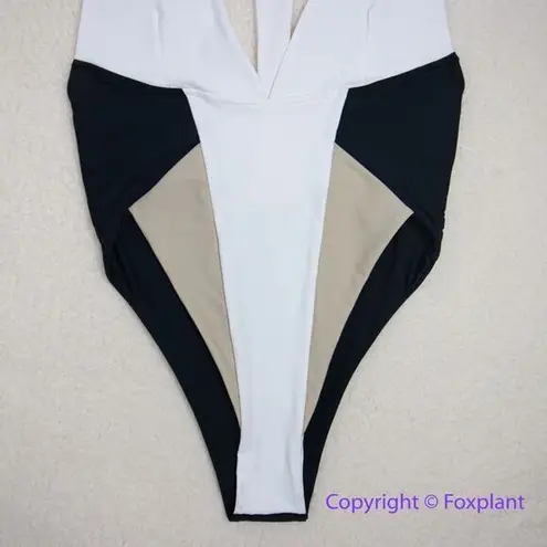 NEW MBM swim one piece swimsuit colorblock, size S Black