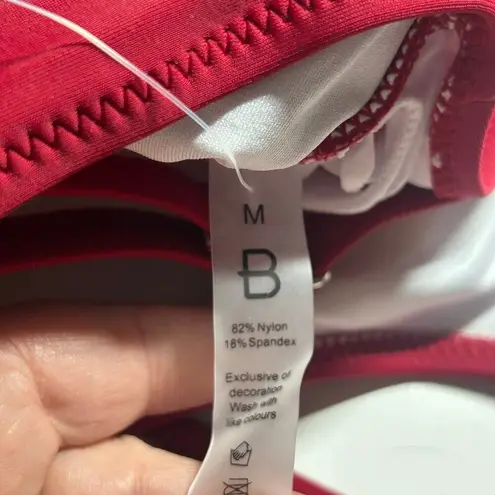 Blooming Jelly High Waisted Red Low Cut Tank Ruched Bikini Swimsuit M Medium New