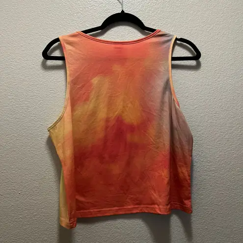 Malibu CA Beach Tie Dye Green Orange Cropped Tank Top Sleeveless Tee Siez Large Blue