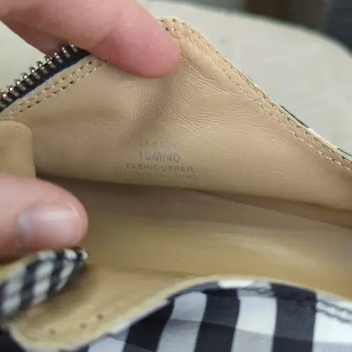 Lafayette 148 Bade Women's Sneakers Gingham Zip Up Slip On Size 10 Casual Black