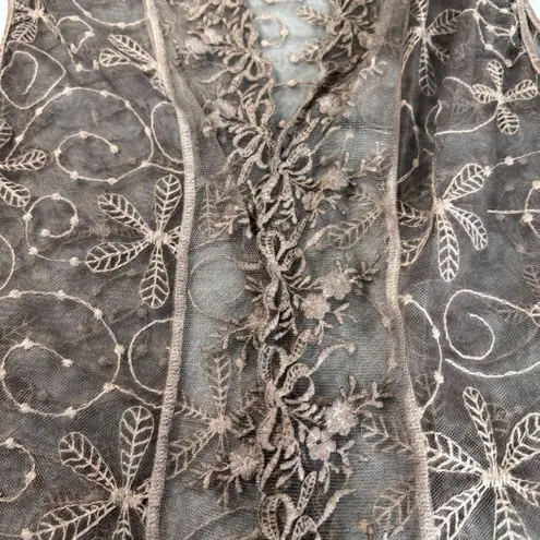 Vitrin Design Lace Vest Womens Large Brown Whimsical Floral Fall Hippie Boho