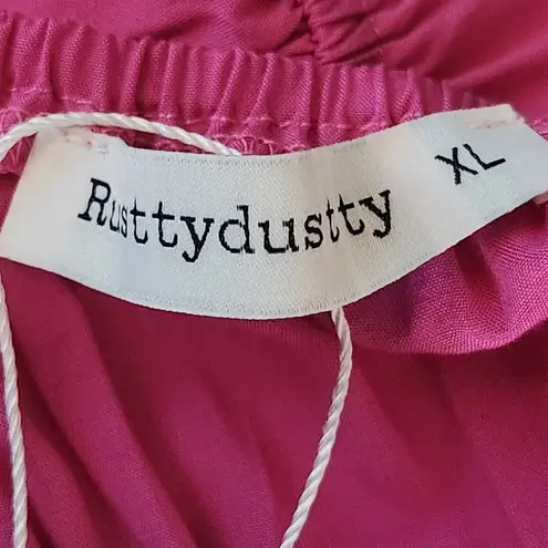 RusstyDussty Boho Pink Wide Leg Jumpsuit NWT Size XL Pink Crochet Jumpsuit