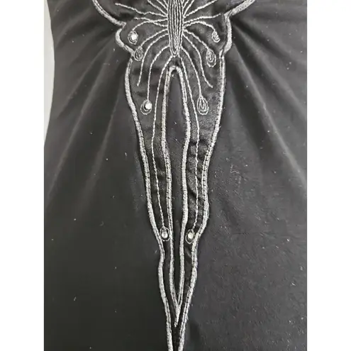 Frederick's of Hollywood Vintage 80s Dress Little Black Slip Butterfly xs