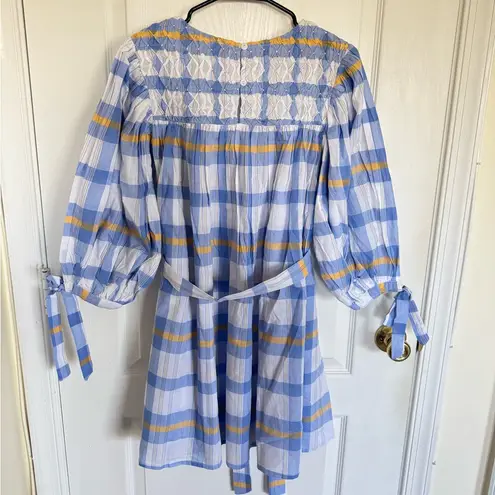 Daughters of India NEW Freya Dress in Periwinkle Blue Plaid