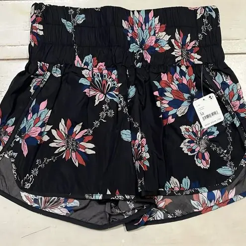 Free People Movement Running Short Medium Floral Deco The Way Home Bikini Lining Black