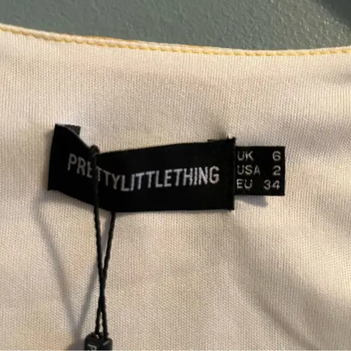 Pretty Little Thing  Chartreuse Tie Dye Chiffon Bodycon Dress