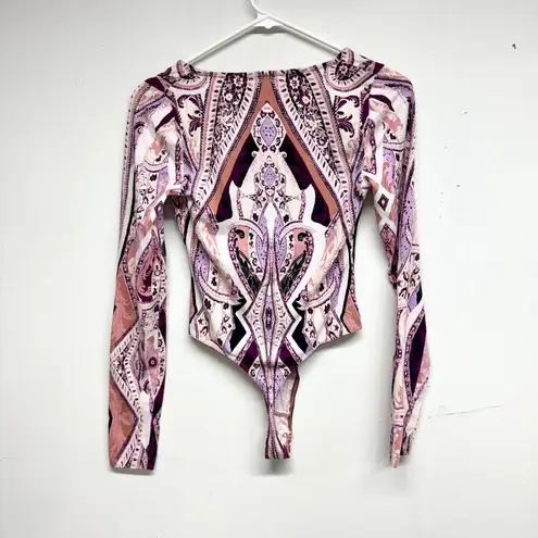 Free People  Women's Long Sleeve Boho Pick A Place Bodysuit Jumpsuit Size XS