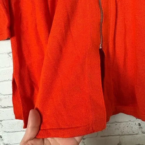 H by Halston NWT  Bright Orange Lightweight Knit Zipper Cardigan