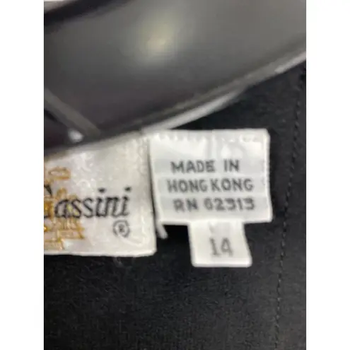 Oleg Cassini Vintage Beaded Silk Blouse Womens 14 Black Tie Waist Dolman Sleeve