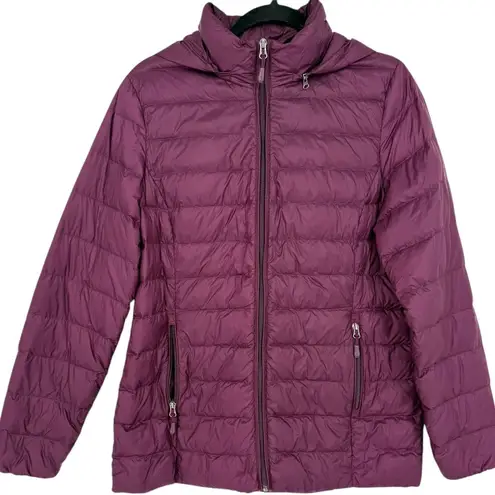 32 Degrees Heat Womens Packable Hooded Down Puffer Jacket Coat Purple Sz Medium
