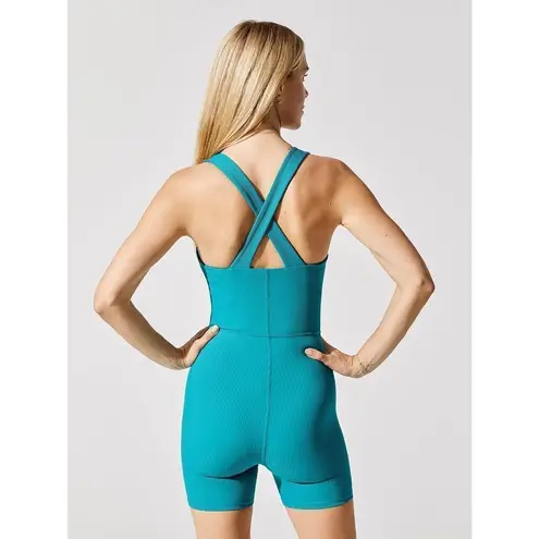 NWT Carbon38 Cut Out Short Ribbed One Piece Blue Size M