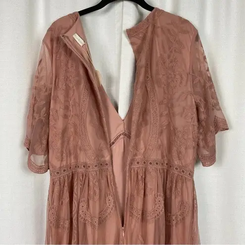 Pinkblush Pink Lace Mesh Overlay Maternity Maxi Dress Sz.1X NWT