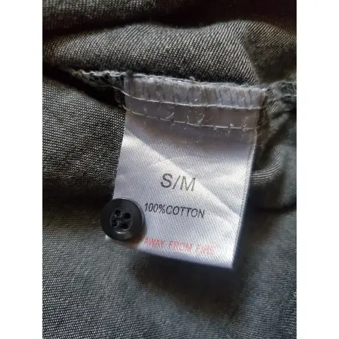 The Rockn Rev Shirt Top Small/Medium Chambray Button Stonewash 80s 90s Y2K Size undefined