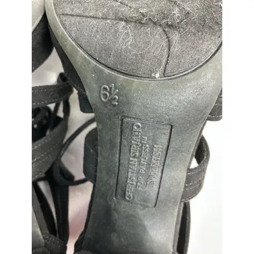 Womans Christian Siriano Ankle shoe 6.5 Black Strappy Tie Block Heel