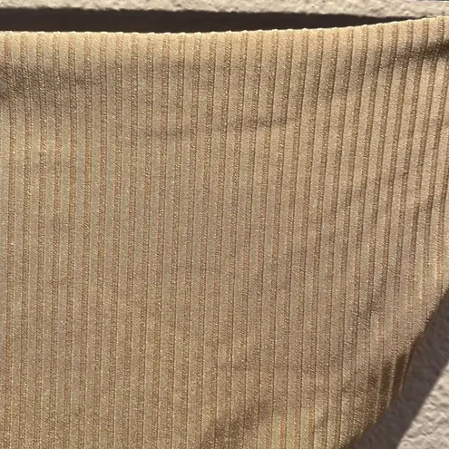 Vitamin A New Gold Taupe Ribbed Bikini Bottoms Size Small 6 NWT