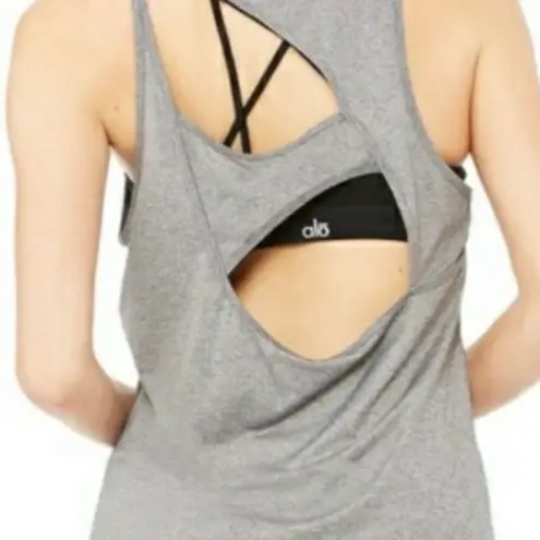Alo Yoga  Dalia cutout-back sport tank grey charcoal size medium
