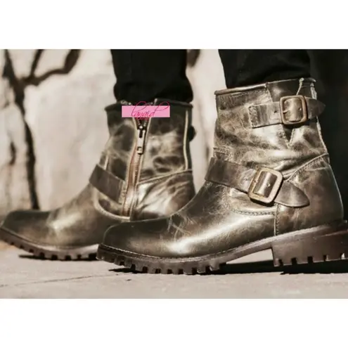FREEBIRD by Steven Freebird Steven Biker Stone Leather Distressed Ankle Moto Edgy Combat Lug Sole 7