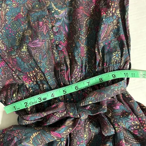 Evereve Ember Floral Paisley Puff Sleeve Button Belted Jumpsuit