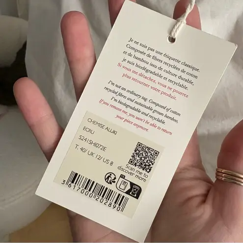 Sézane SEZANE White Chamise Aluki Rosine Ruffle Button Down Shirt Size 40 NWT