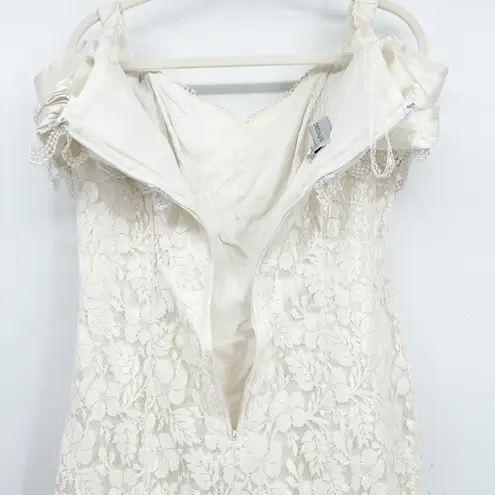 Betsy and Adam Womens Vintage 80s Ivory Lace Bridal Prom Formal Dress Size 16