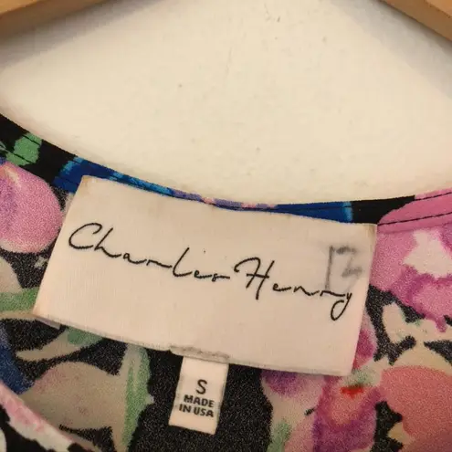 Charles Henry Black Green Blue Floral Sleeveless Party Mini Fit & Flare Dress S