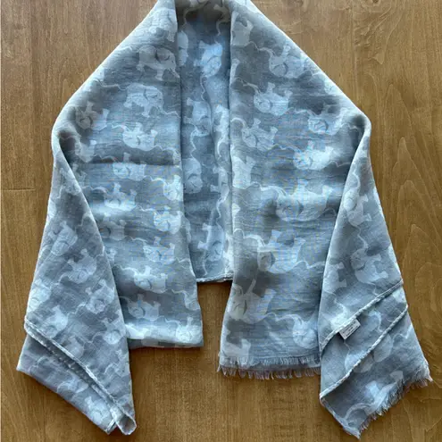 Grey Elephant Animal Print Decorative Lightweight Scarf Gray