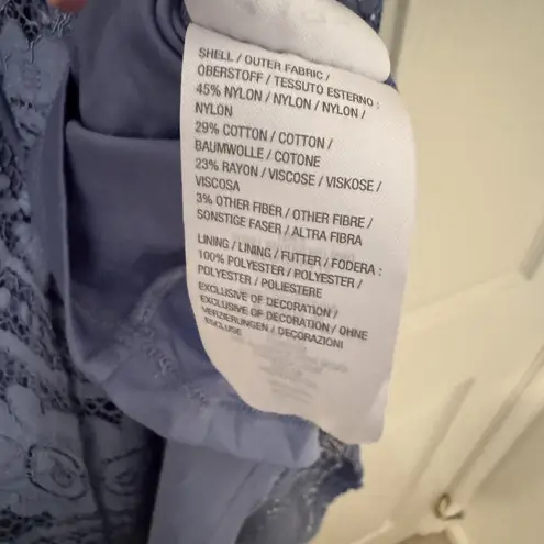 Isaac Mizrahi Live Eyelet Lace Shift Dress Size L Periwinkle Blue Crochet