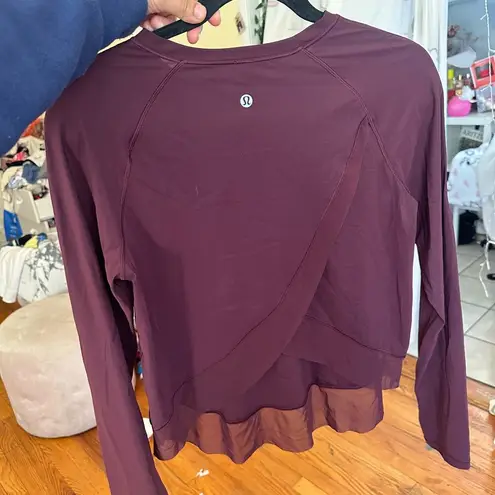 Lululemon  Quick Pace Long Sleeve Dark Adobe Burgundy Size Small/Medium