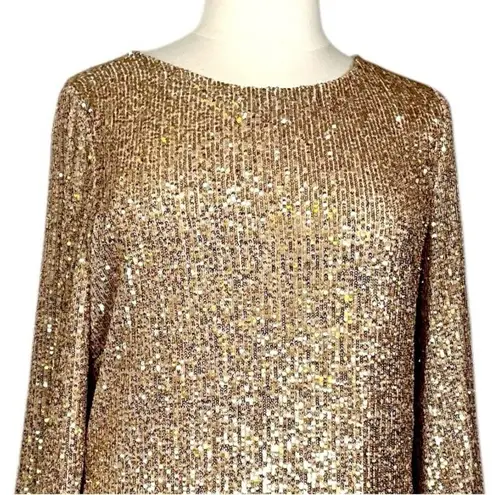 Preston & York New A-line Party Dress Gold Sequin Long Sleeves Women’s Size 18