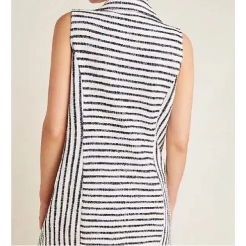 Dolan Anthropologie Ellis Striped Moto Vest Small Black Cream Dress Top Pockets