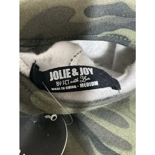 Woman’s Jolie + Joe Medium Pullover Short Green Camo Sweatshirt With Hood Nwt