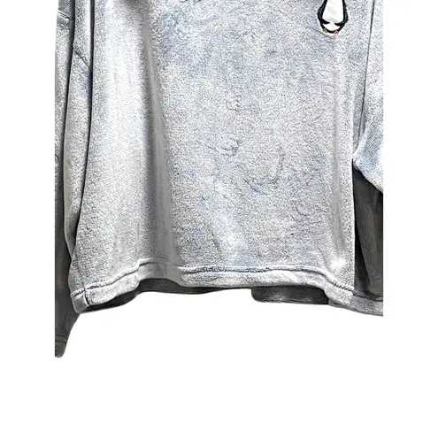 Joyspun Penguin Patch Cropped Teddy Hoodie Gray Size XL Cozy Winter Soft Casual