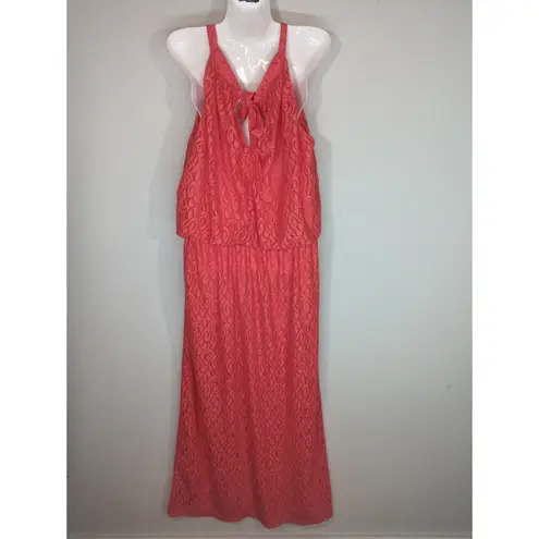 Emma & Michele Red Lace Halter Blouson Maxi Dress Size 2X Coastal Party NWT - Image 6