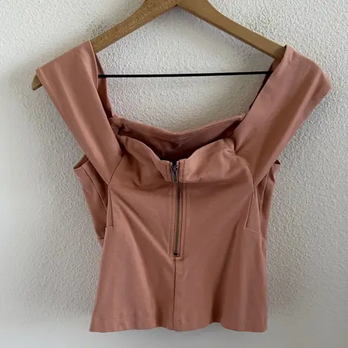 Deletta Anthropologie Peach Stretch Ponte Off The Shoulder Back Zip