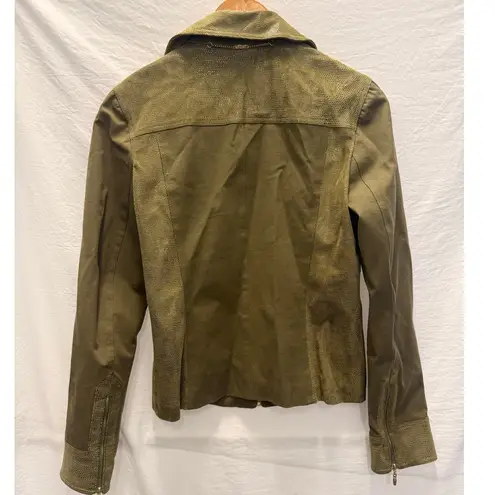 ST. JOHN Sport by Marie Gray Cactus Multi Suede Leather Jacket Medium Green