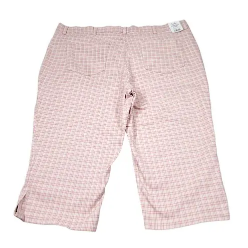 Gloria Vanderbilt Women's Amanda Capri Cropped Jeans Rosy Pink Refined Plaid 24W