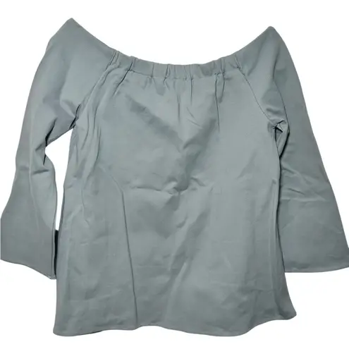 Tuckernuck Miranda Off The Shoulder Blouse Slate Blue Long Sleeve Preppy Size M Size M