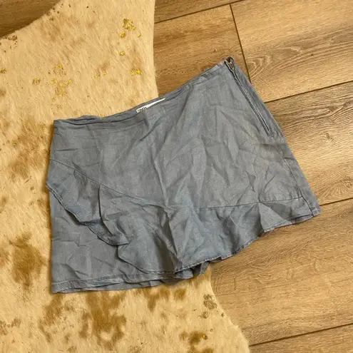 ZARA  ruffle wrap chambray blue skort - Image 1