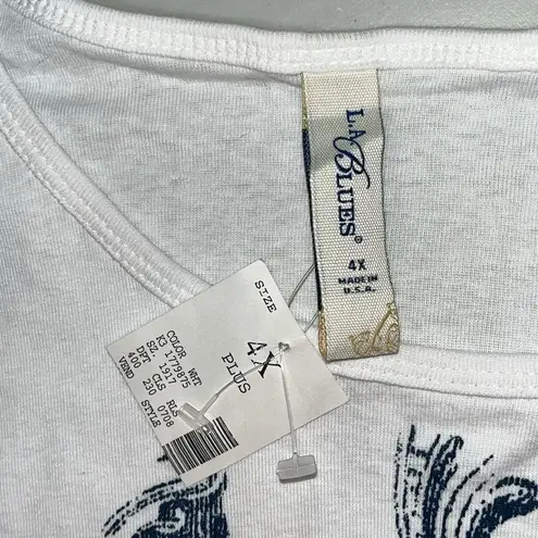 L.A. Blues NWT Size 4X White - Butterfly Graphic Print Knit Top Shirt