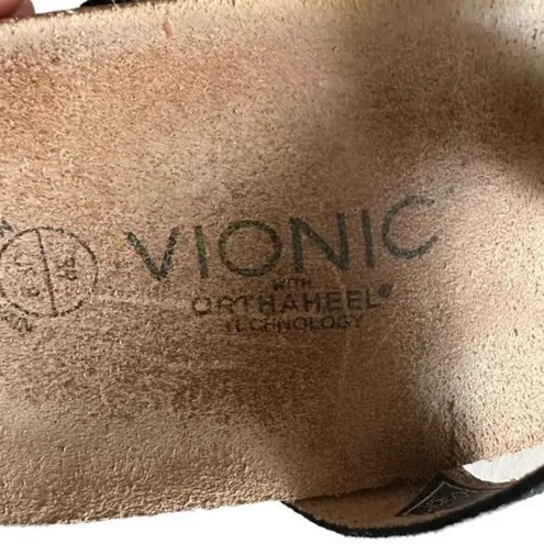 Vionic Mary Black Glitter Orthaheel Technology Thong Slip On Comfort Sandal 8