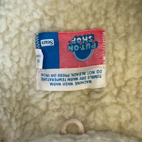 1970s vintage Sears Put On Shop Shearling Lined corduroy coat hooded navy Size M