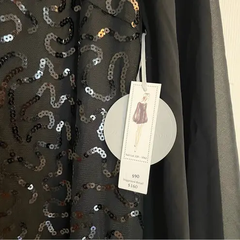 Pearl Georgina Chapman Marchesa NWT Sheer Lined Black Mini Dress Sequins Women 8