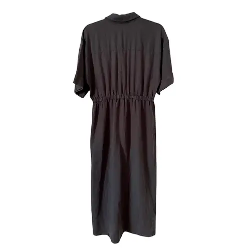Faherty Topanga Drape Shirtdress Tencel Linen Blend Washed Black Small